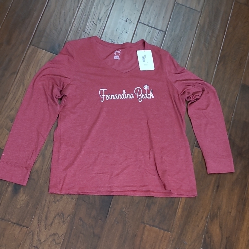 NWT Fernandina Beach women's long-sleeved V-neck t-shirt size 2X